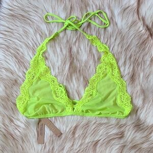 NWT SKIMS Summer Mesh Lace Plunge Halter Bralette Size 2X 💚